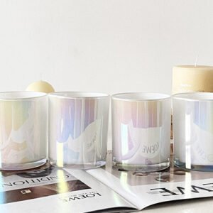300ml White Rainbow Glass Candle Jar